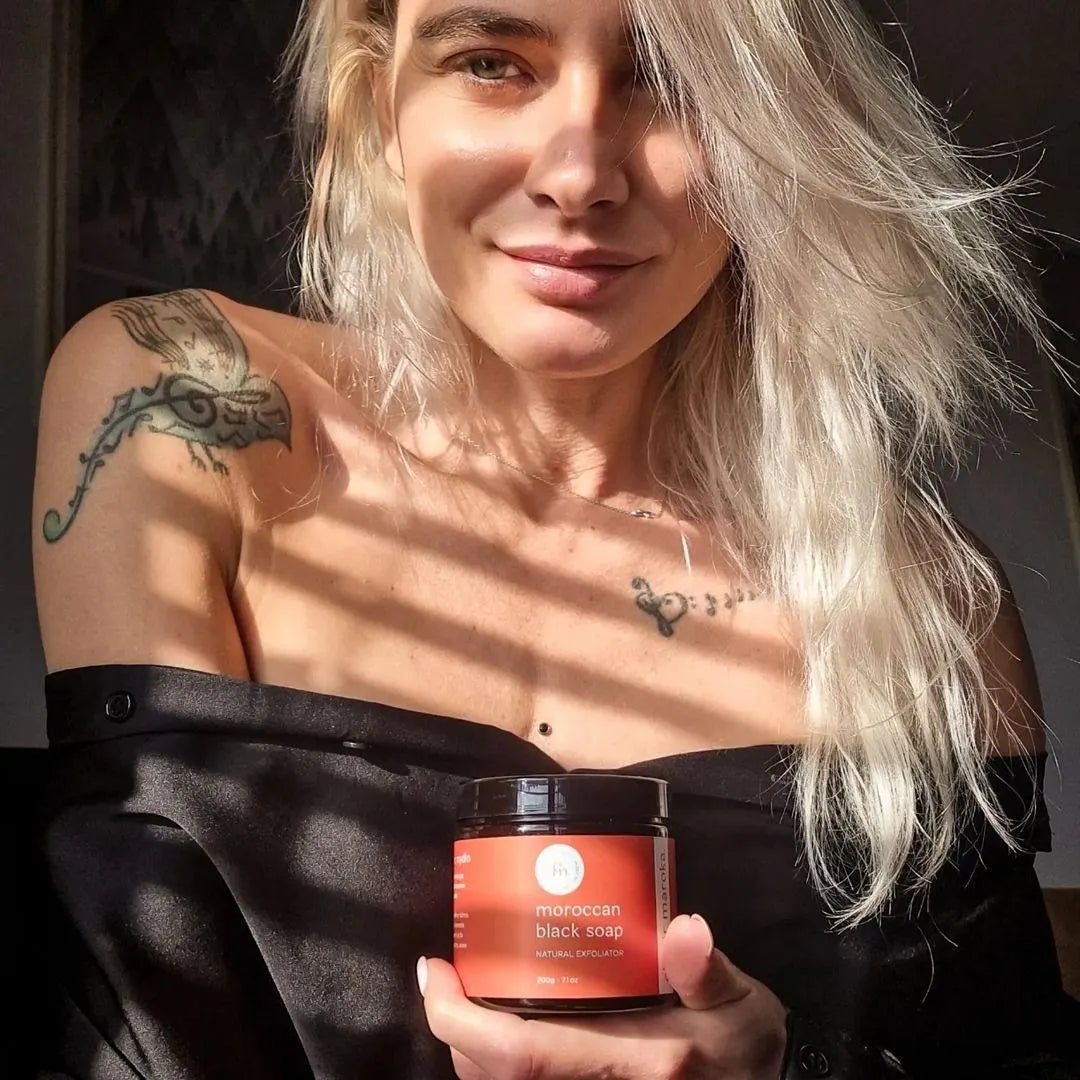 Authentic Moroccan Black Soap – Organic Soap Scrub for Body and Face – Exfoliating Savon Noir with Olive Oil and Eucalyptus