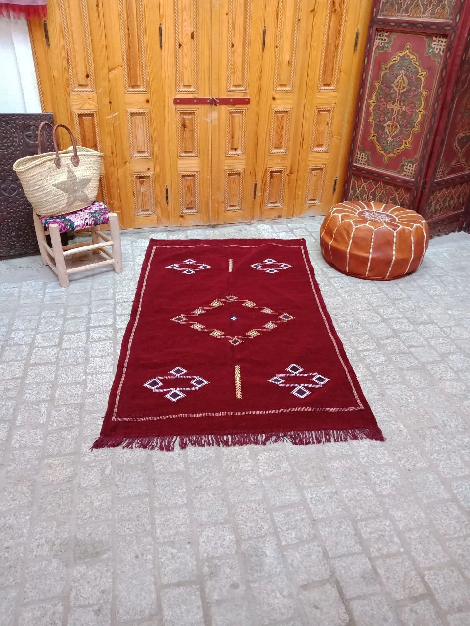 Cactus Silk Rug - Moroccan Cactus Silk Kilim Handmade .Cactus Silk Rug ,Sabra Carpet Berber Authentic Azilal Area Rug. Colorful Rug