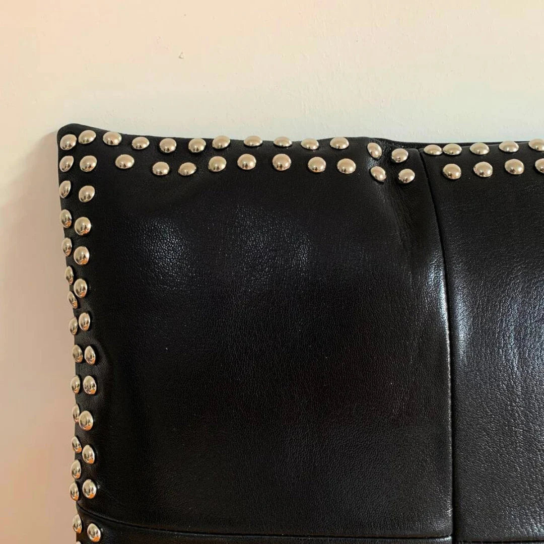 Handmade Leather Pillow Case. Genuine Lambskin Leather Pillow Cover. Sofa Cushion. Boho Black Brown Pillow Case. Square Leather Pillow Cover