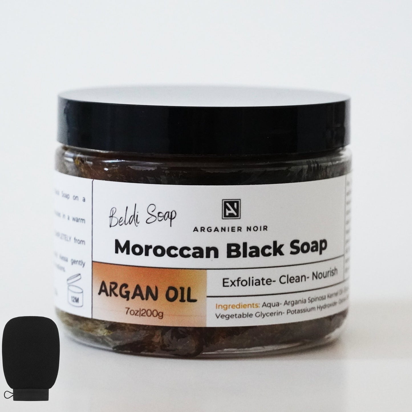 Moroccan Hammam Set- Moroccan Black Soap| Kessa Glove (Read the Ingredients)