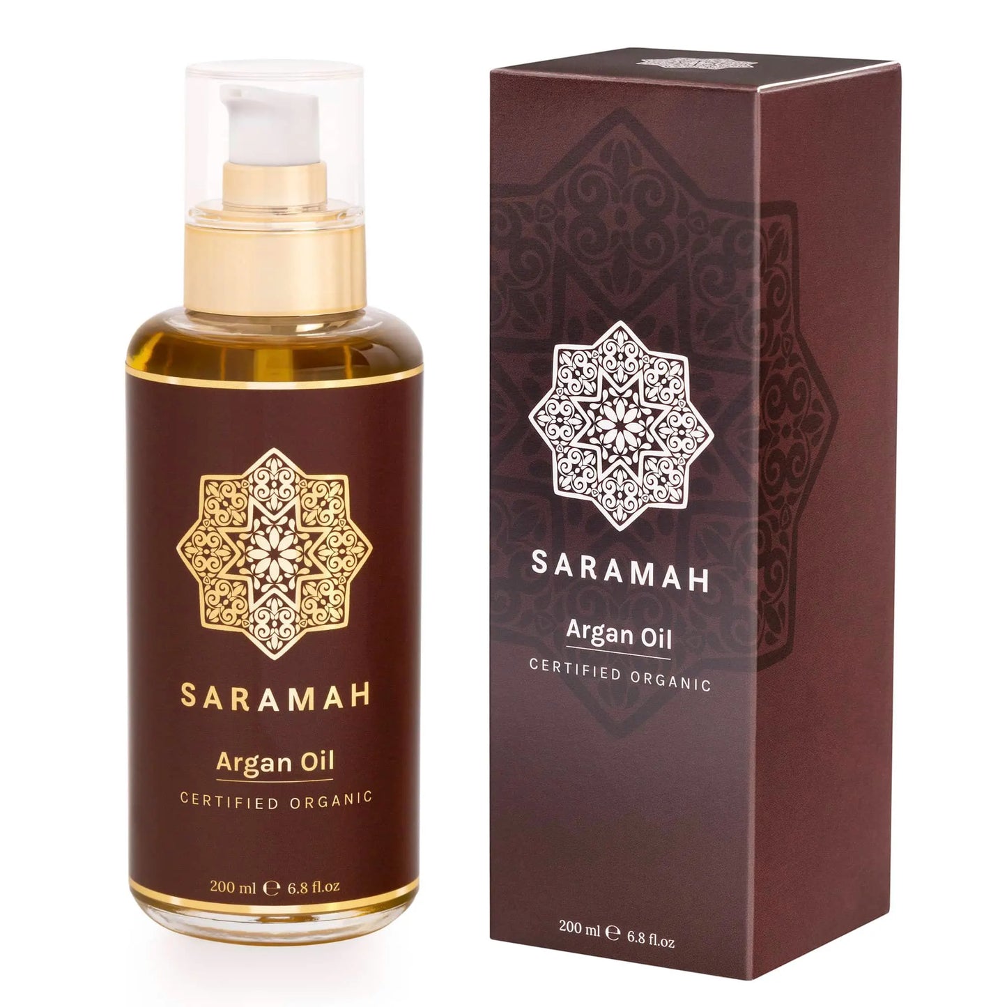 SARAMAH® Argan Oil Pure 200 Ml - for Hair, Skin and Face - 100% Pure and Organic - Moroccan Argan Oil - Omega 3 and 6, Vitamin E and F