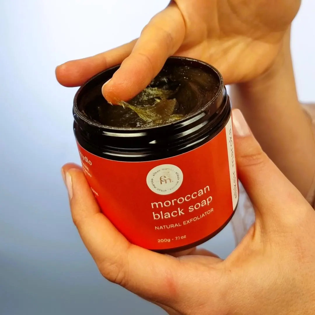 Authentic Moroccan Black Soap – Organic Soap Scrub for Body and Face – Exfoliating Savon Noir with Olive Oil and Eucalyptus