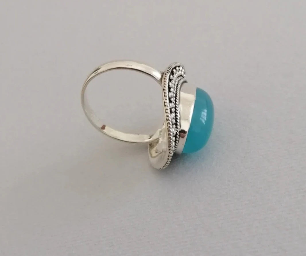 Aquamarine and Sterling Silver Ring
