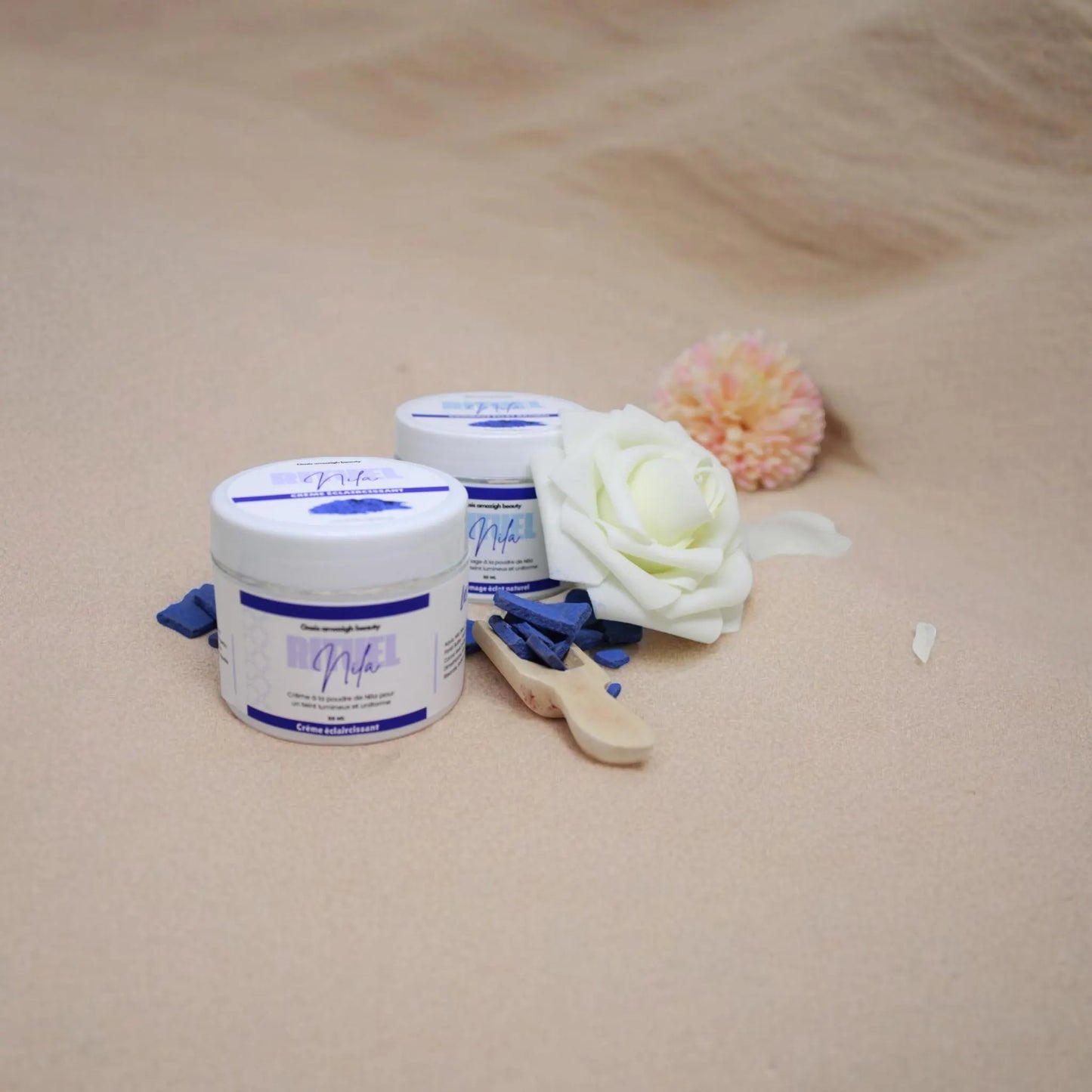 Nila Ritual Box Organic Cream and Scrub for Bright and Hydrated Skin Based on Natural Products, Produced in Morocco