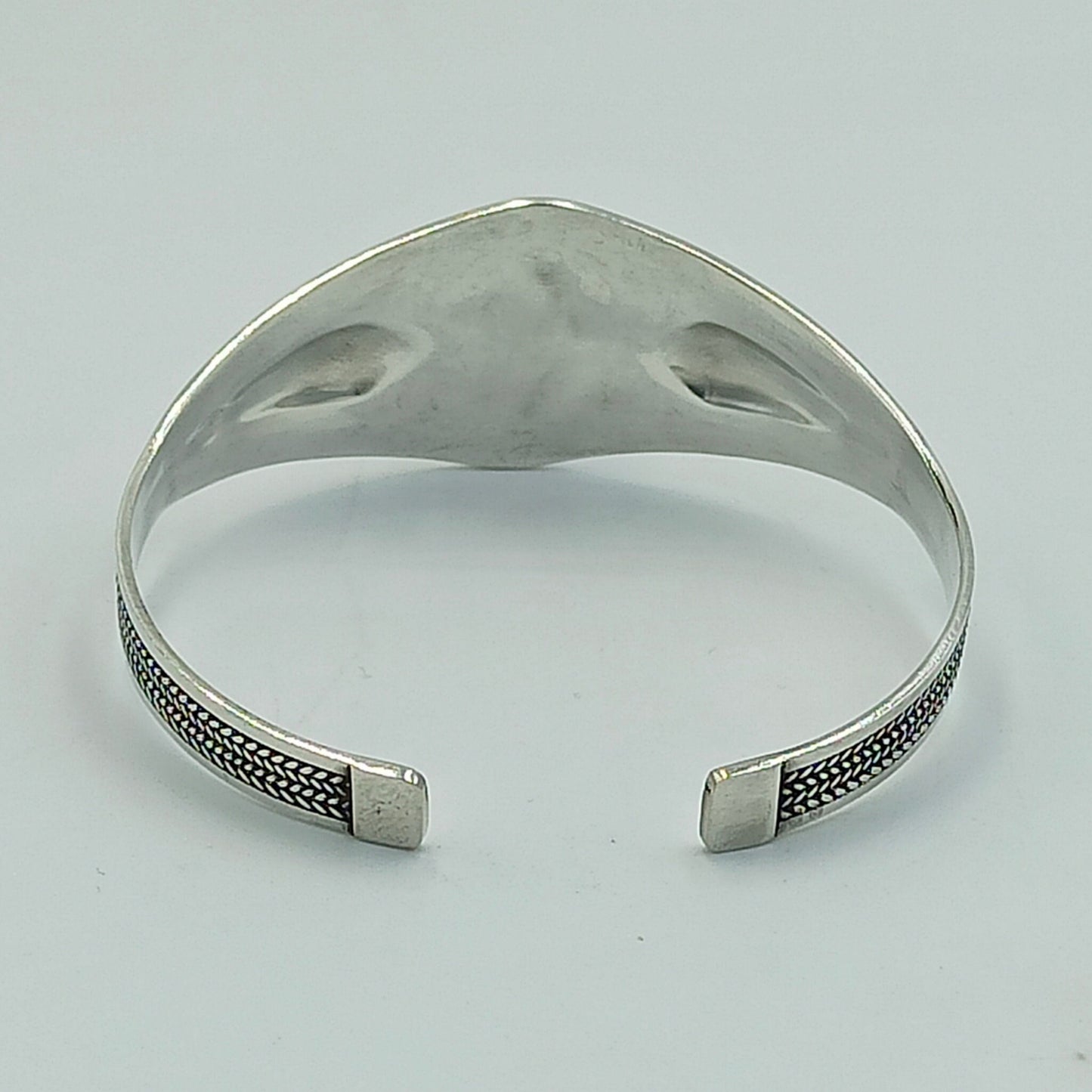 Women'S 925 Sterling Silver Handcrafted Adjustable Bracelet, Open Cuff Berber Engrave Design Boho Bangle with a Brown Bead