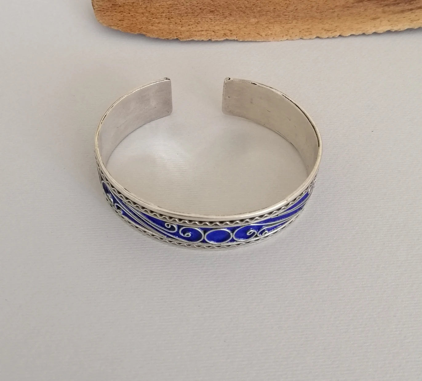 Berber Blue Enamel Silver Cuff