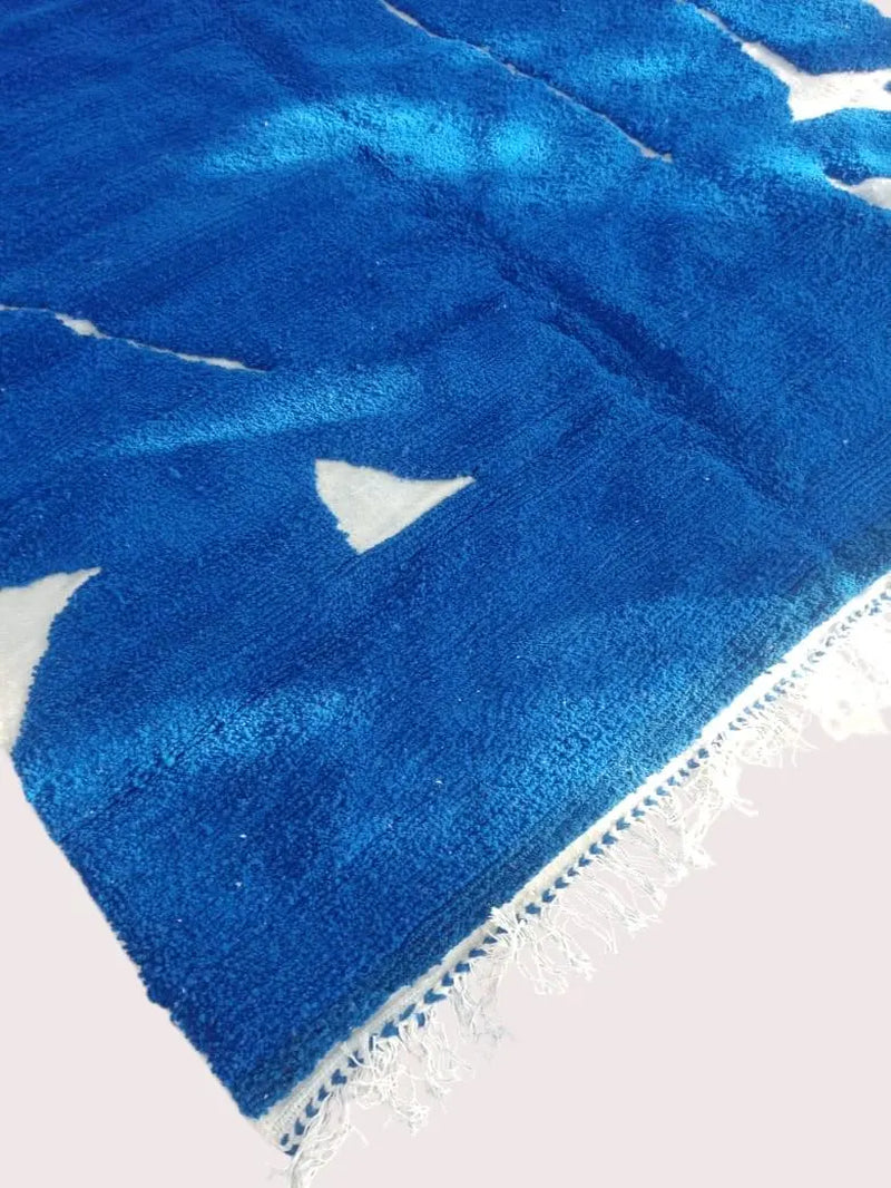 Blue Beni Ourain Rug | Moroccan Wool Rug | Handmade Berber Carpet | Taznakht Design | Moroccan Tassel Rug | Moroccan Rug
