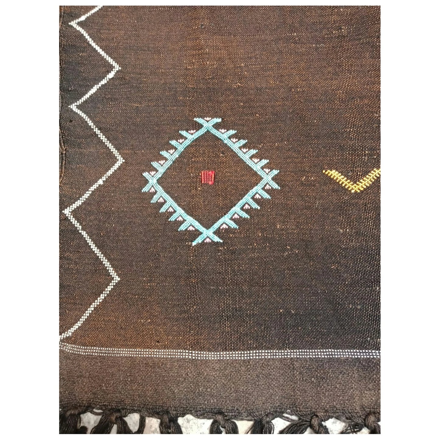 Moroccan Cactus Silk Rug, Handmade Sabra Cactus Rug, Berber Kilim Rug ,Authentic Azilal Rug, Brown Cactus Silk ,Bohemian Rug