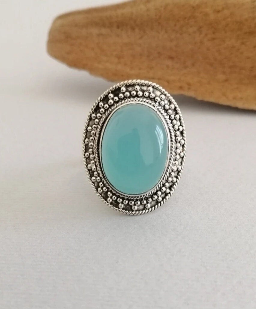 Aquamarine and Sterling Silver Ring