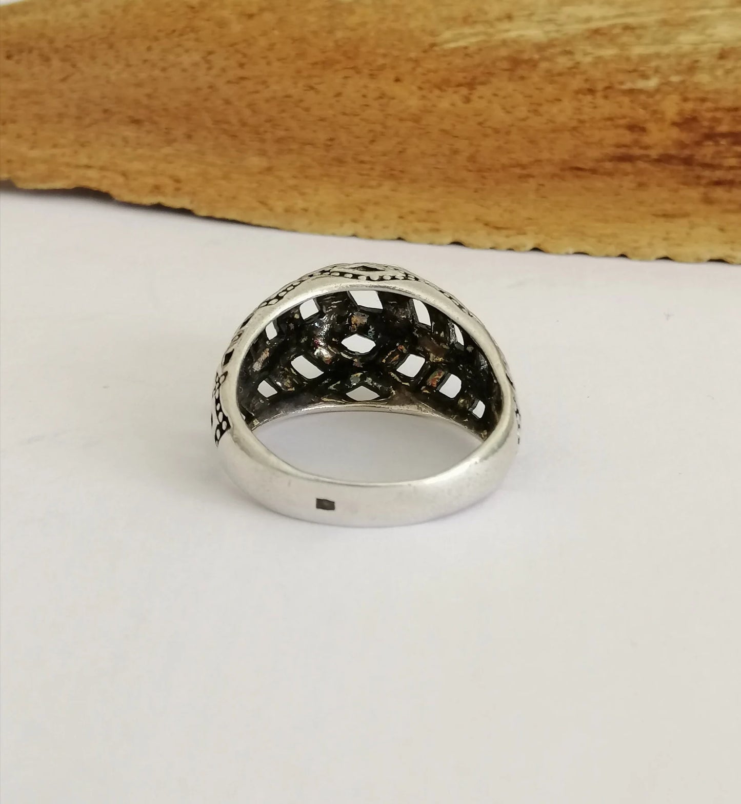 Domed Geometric Opencut Sterling Silver Statement Ring