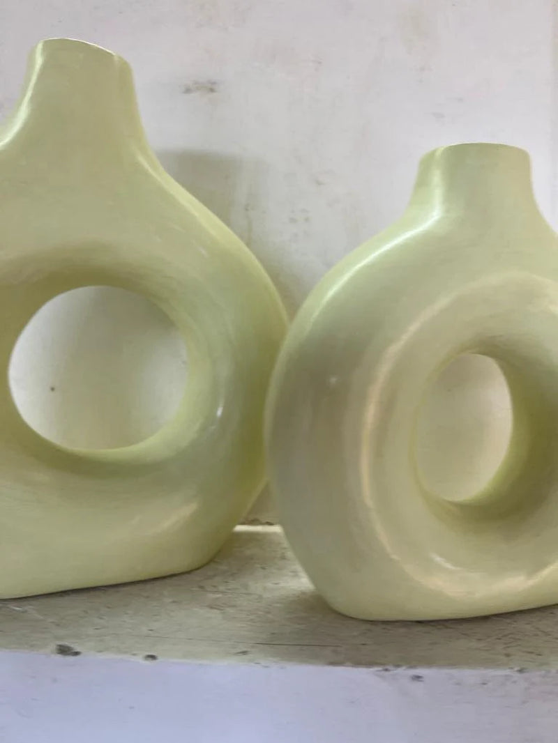 Pretty Stucco Home Deco Vase, Terracotta Vase Pistachio Color
