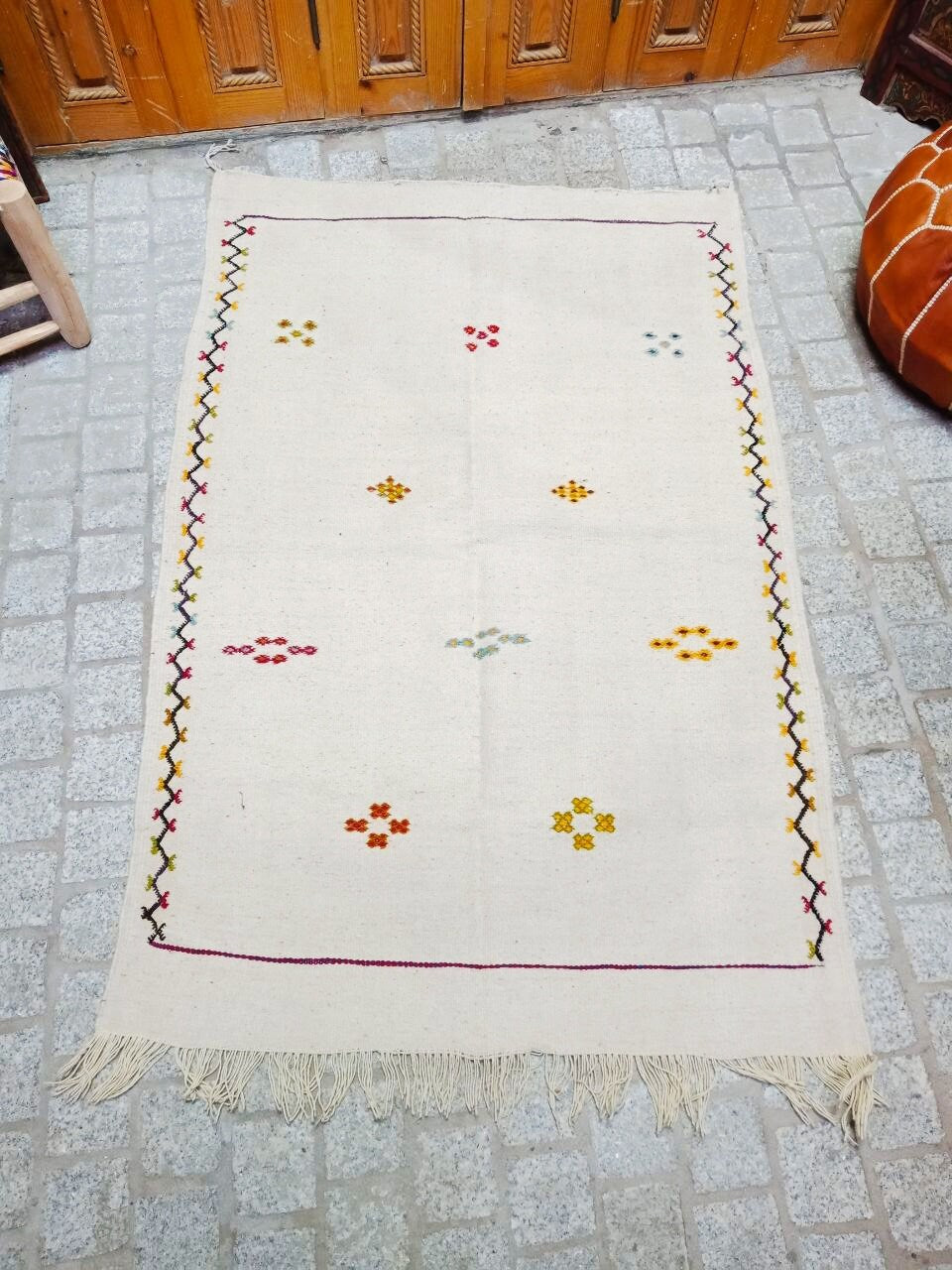 Moroccan Akhnif Rug 3×5 Ft . Moroccan Berber Kilim, Handmade Wool Rug. Large Berber Rug, Area Rug
