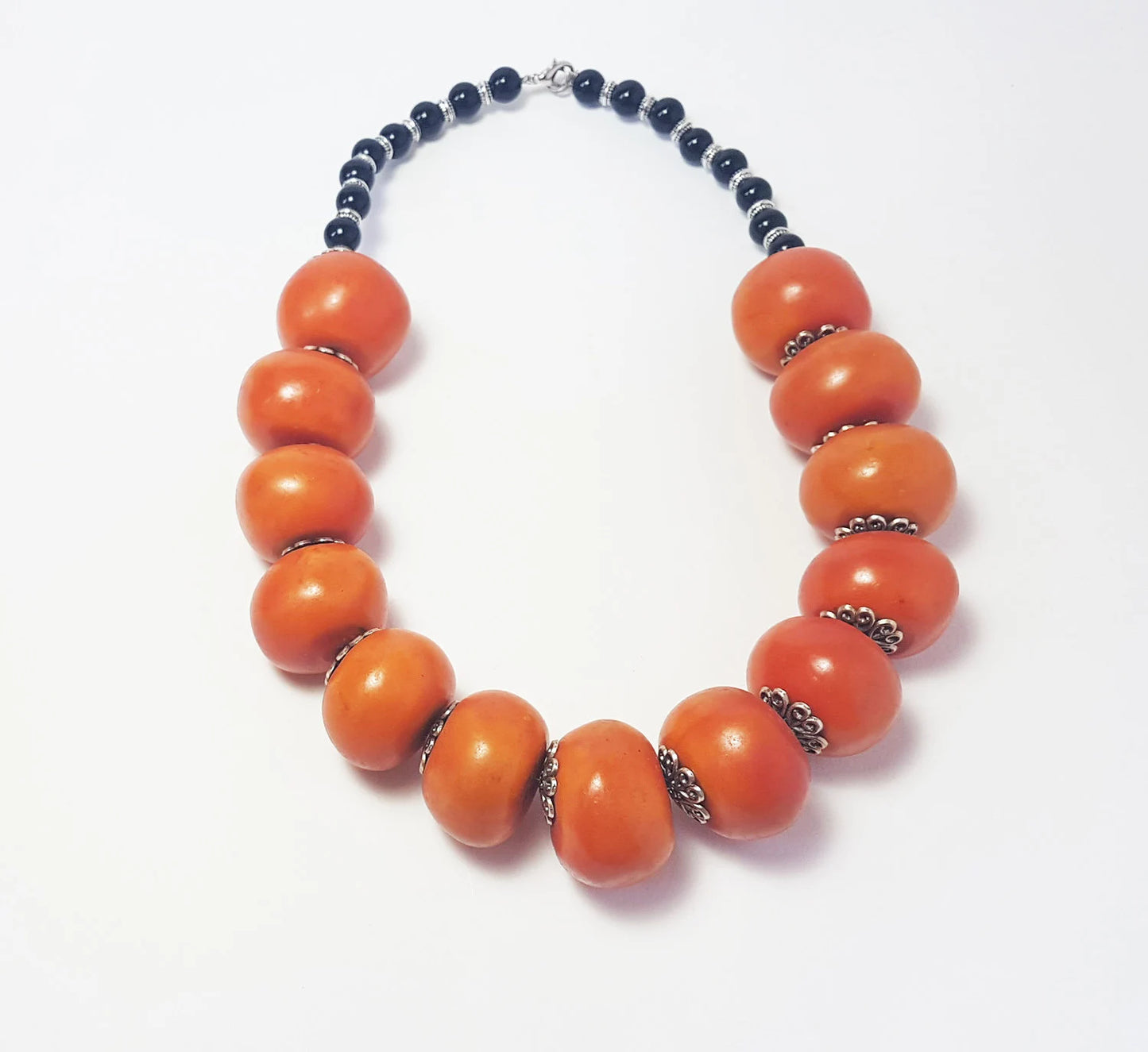 Collier En Ambre Berbère-Collier Marocain-Collier En Ambre Vintage-Collier En Faux Ambre-Marron Résine Ambre