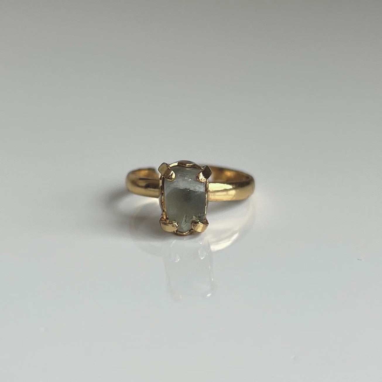 Green Fluorite Ring, Gold, Adjustable Ring, Crystal Ring, Green Fluorite Jewelry, Heart Chakra, Nickel-Free, Crystal Gift, Green Gemstone