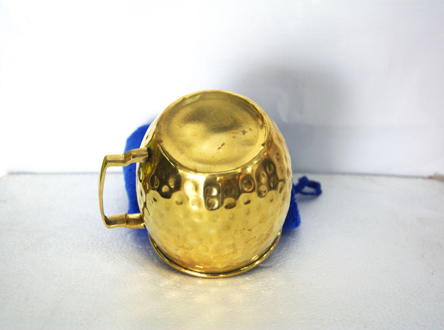 Set of 2 Hand-Hammered Brass Tumblers, Genuine Artisanal Copper Mug