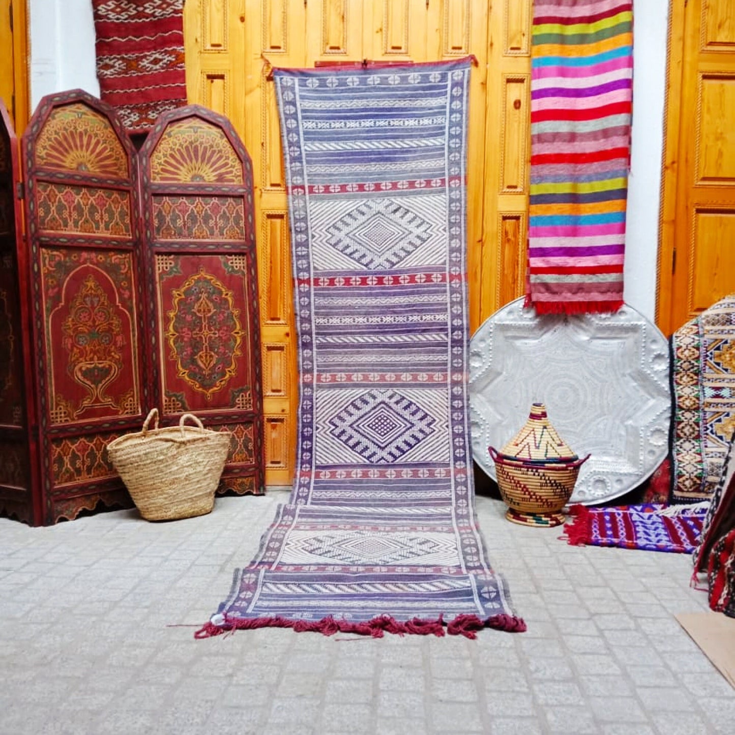 Cactus Silk Runner Rug 2×13 Ft. Moroccan Vintage Cactus Silk Kilim. Handmade Berber Rug. Authentic Azilal .Home Decor