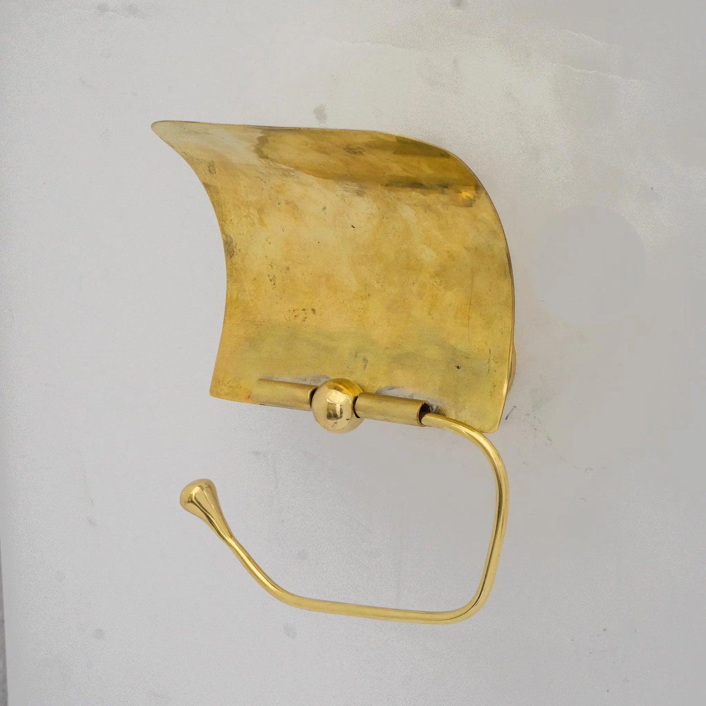 Solid Brass Toilet Paper Holder with Sliding Cover, Handcrafted Powder Room Roll Holder