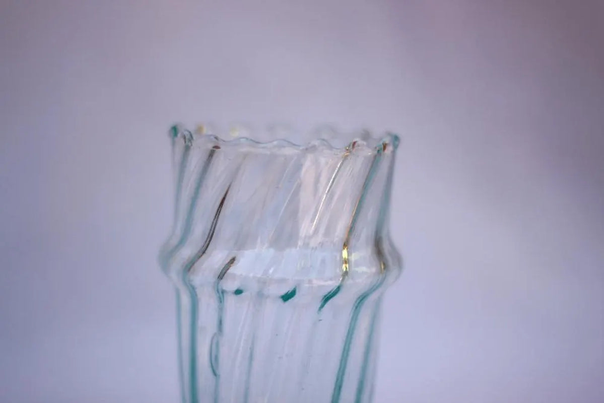 Vintage Ribbed Glassware Fluted Glasses Handmade 6 Piece Scalloped Drinking Glasses Moroccan Drinking Glasses Recycled Glass Stacking Cups