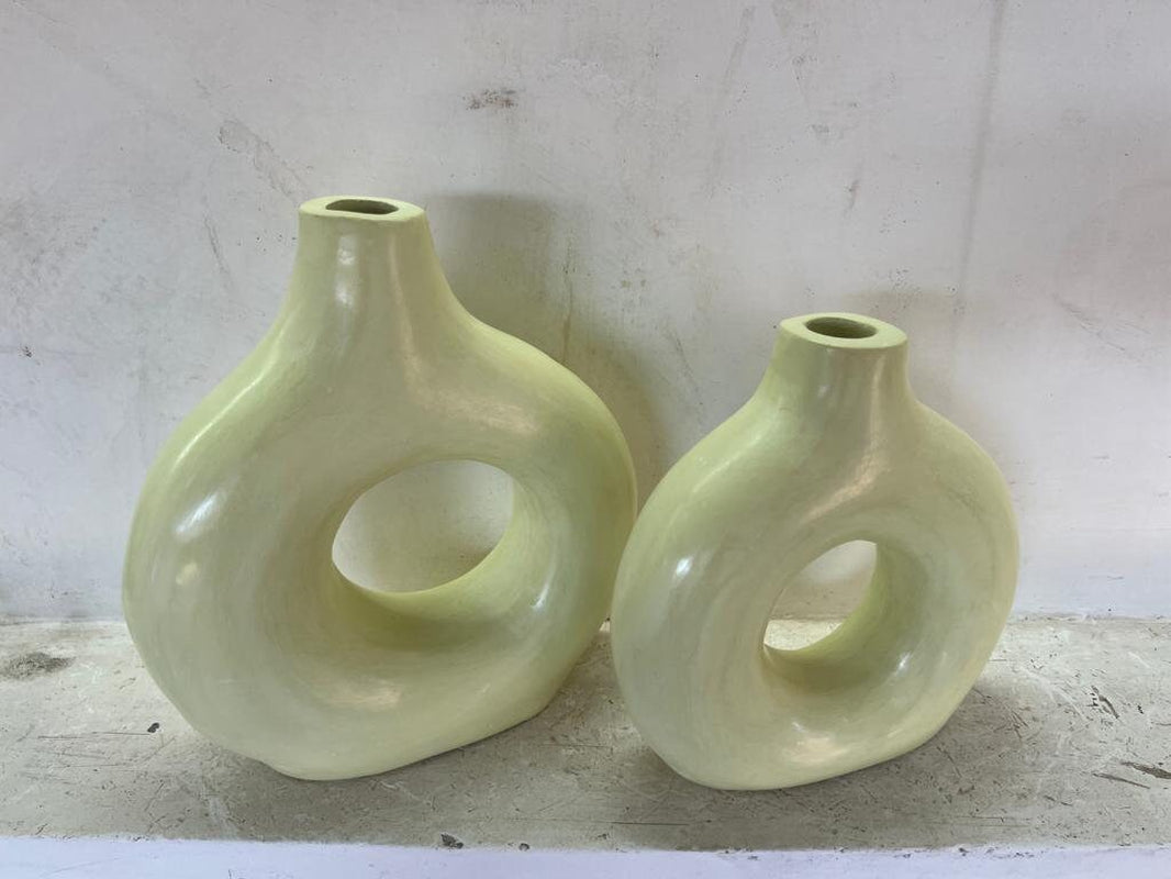 Pretty Stucco Home Deco Vase, Terracotta Vase Pistachio Color