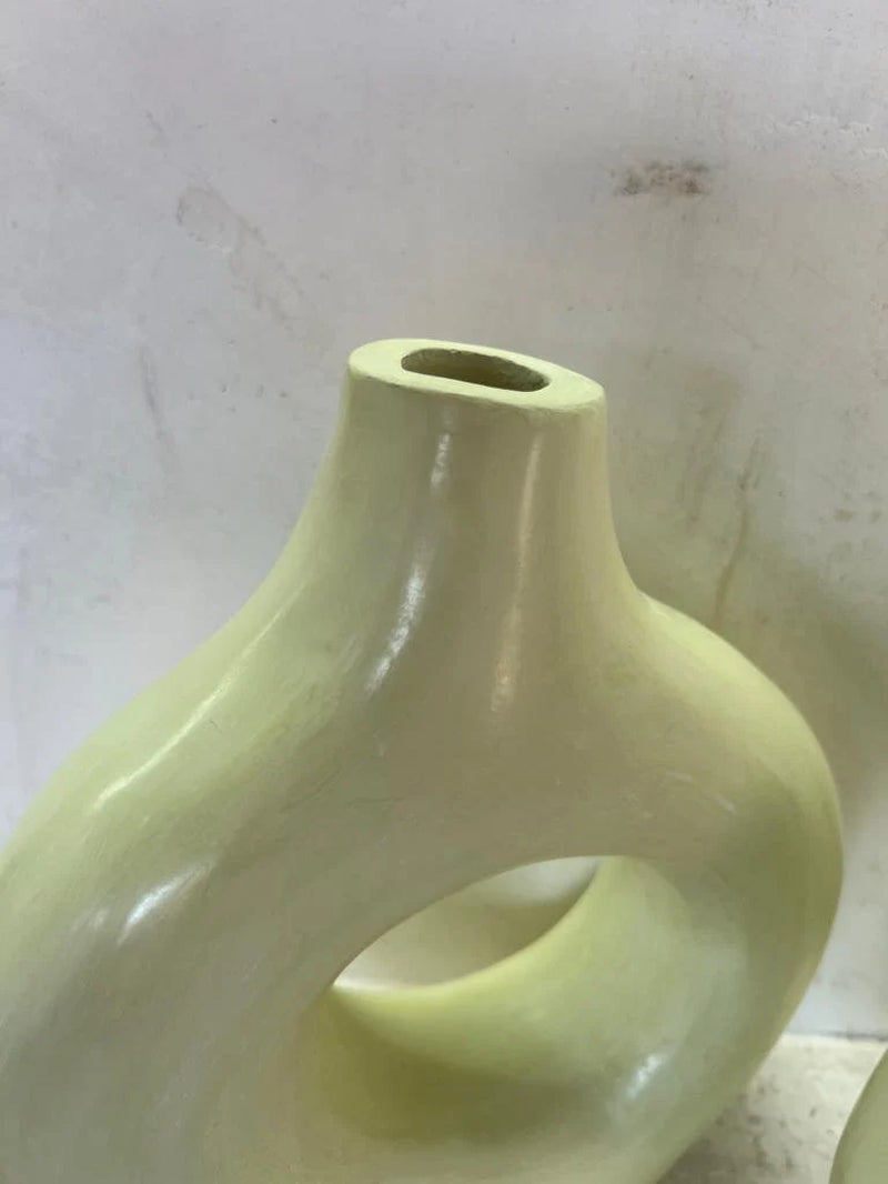 Pretty Stucco Home Deco Vase, Terracotta Vase Pistachio Color