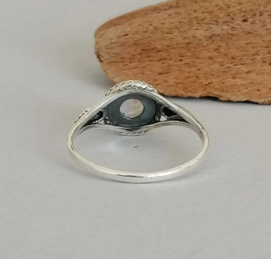 Delicate Sterling Silver and Moonstone Ring