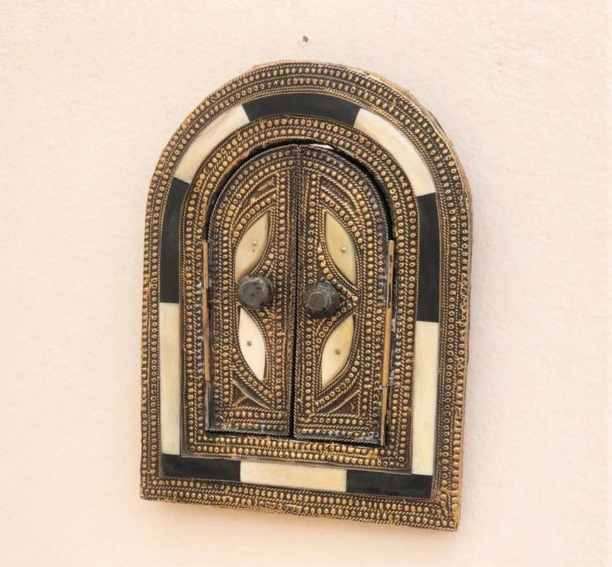 Small Wall Mirror, Decorative Mirror, Wall Brass Mirror, Boho Mirror, Bone Inlay Mirror, Mirror with Doors