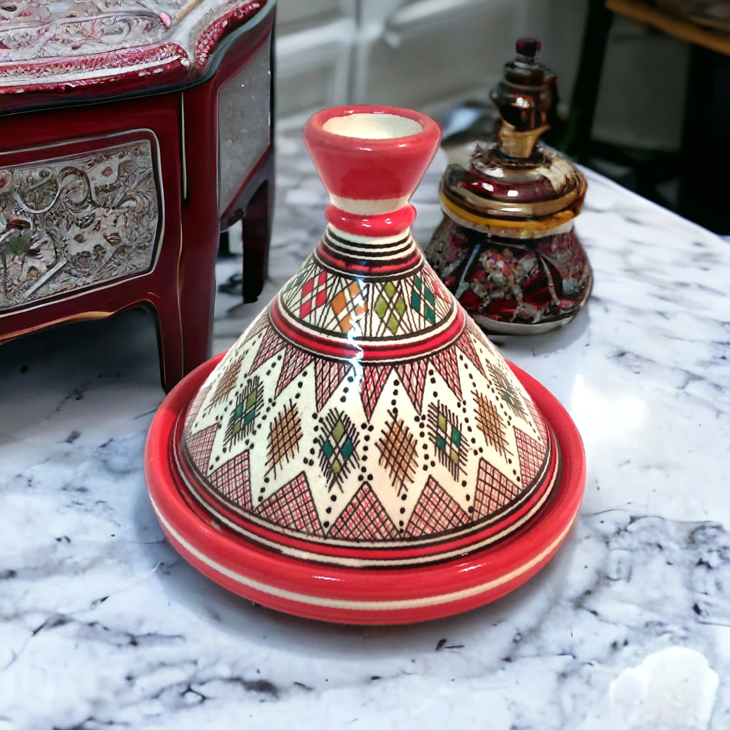 Handcrafted Ceramic Tagine Moroccan Elegance for Stylish Dining Vibrant Glazed Tagine Red Tagine