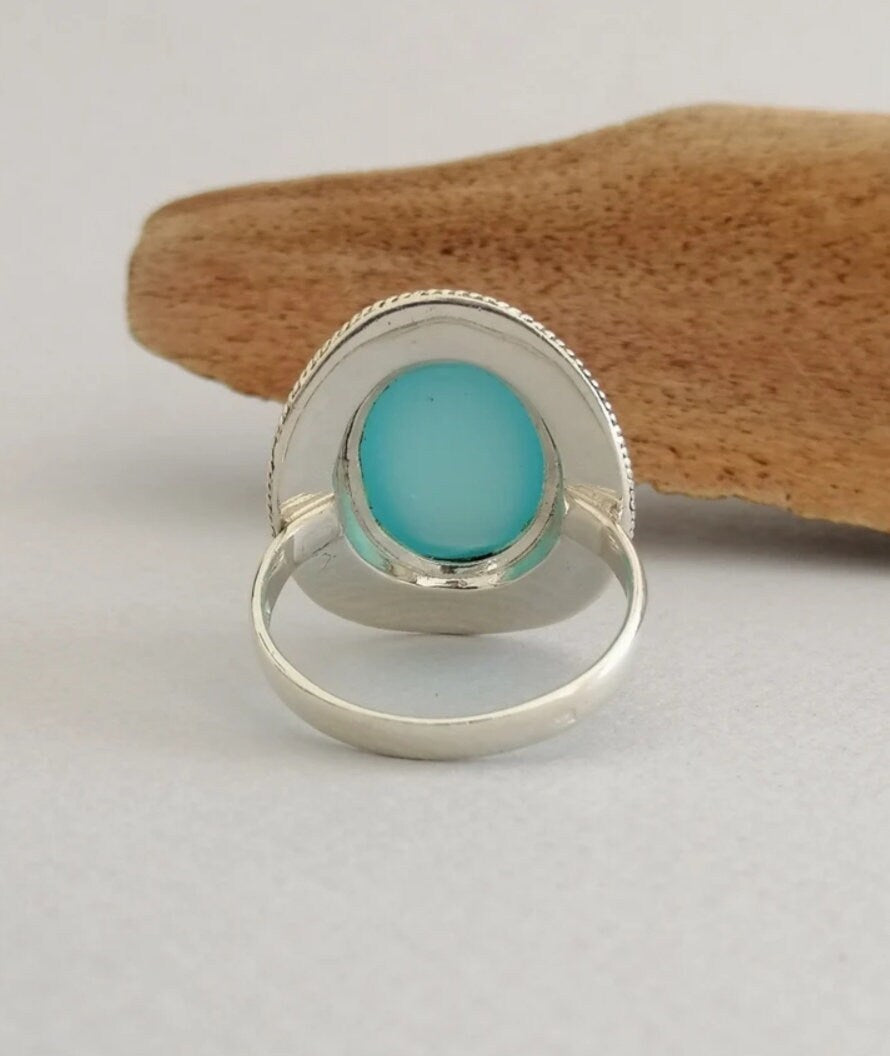 Aquamarine and Sterling Silver Ring