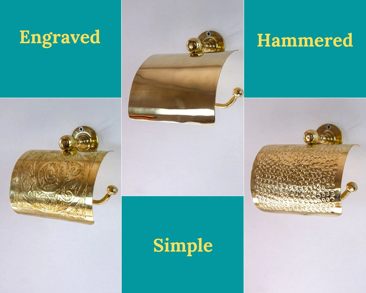 Solid Brass Toilet Paper Holder with Sliding Cover, Handcrafted Powder Room Roll Holder