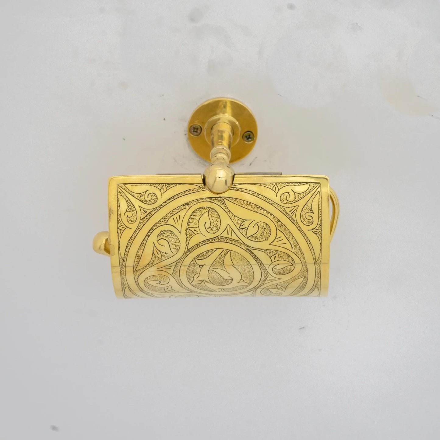 Solid Brass Toilet Paper Holder with Sliding Cover, Handcrafted Powder Room Roll Holder