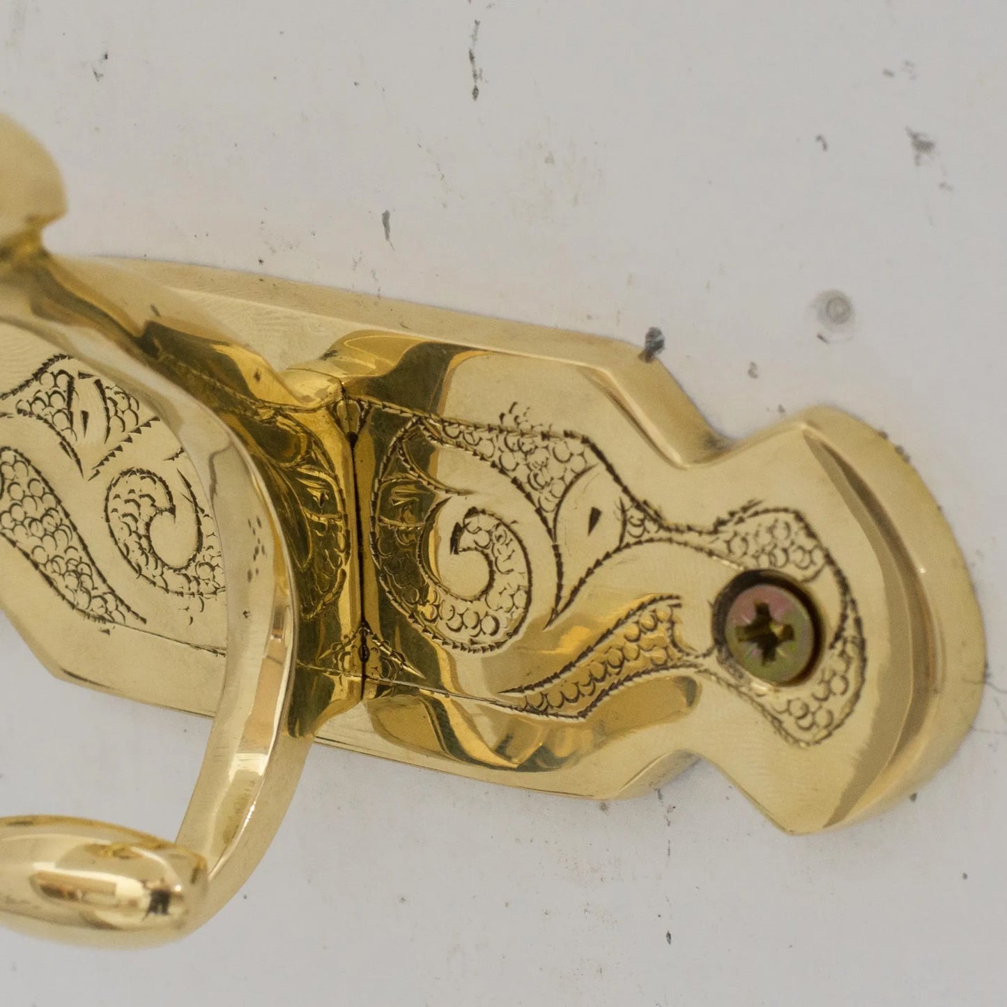 Handcrafted Single Hook, Engraved Wall Hook, Brass Coat Hook, Clothes Hooks