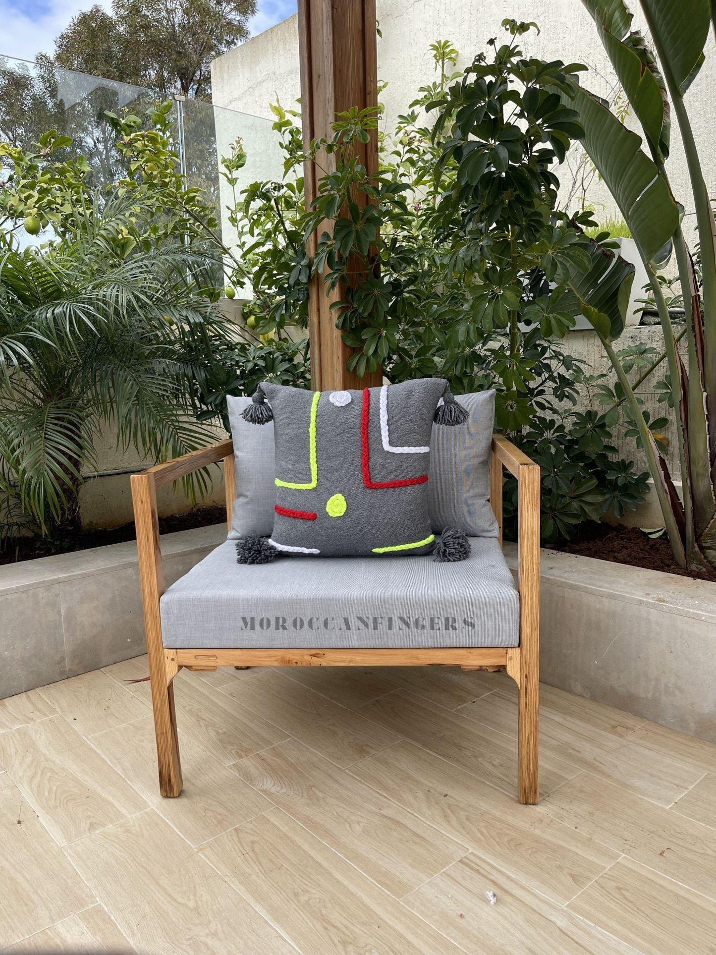 Geometric Pillow Covers 18X18 – Set of 2 Modern Handwoven Cushions, Recycled Cotton, Handmade in Morocco