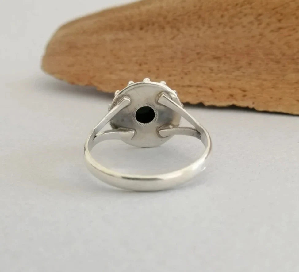 Delicate Onyx and Sterling Silver Ring