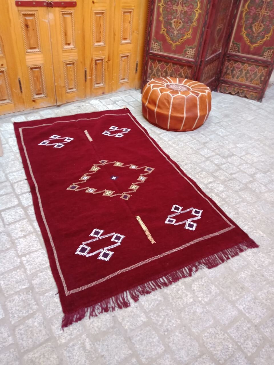 Cactus Silk Rug - Moroccan Cactus Silk Kilim Handmade .Cactus Silk Rug ,Sabra Carpet Berber Authentic Azilal Area Rug. Colorful Rug