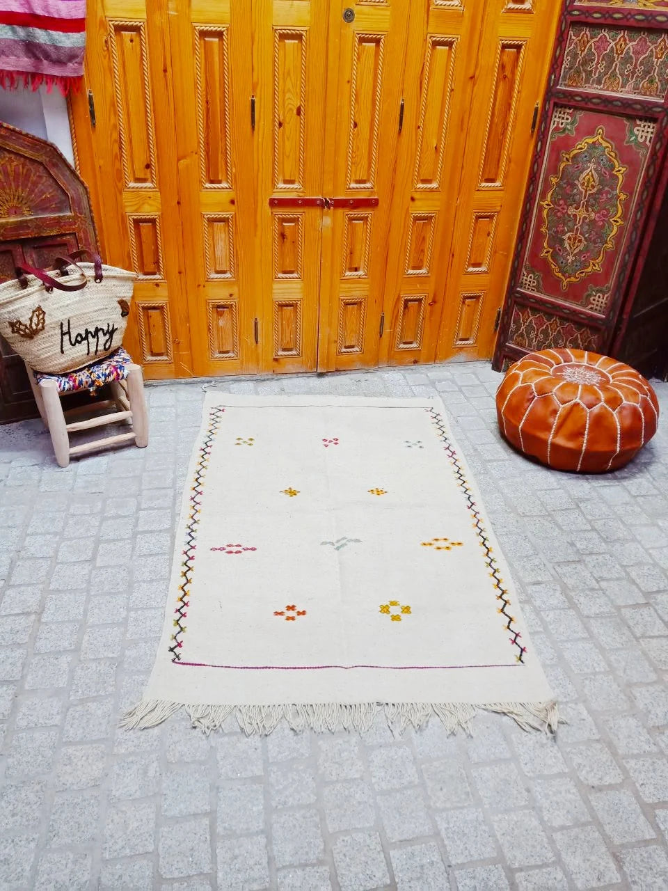 Moroccan Akhnif Rug 3×5 Ft . Moroccan Berber Kilim, Handmade Wool Rug. Large Berber Rug, Area Rug