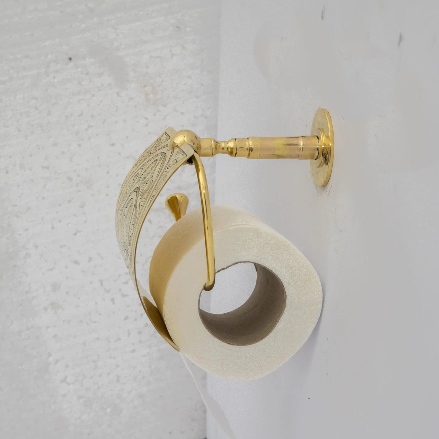 Solid Brass Toilet Paper Holder with Sliding Cover, Handcrafted Powder Room Roll Holder
