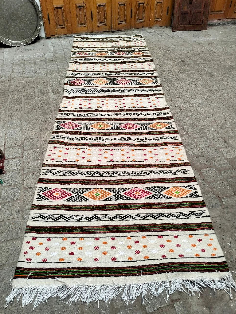 Moroccan Berber Rug. Moroccan Kilim Handmade Wool Rug. Authentic Azilal. Berber Runner . Cactus Silk Rug
