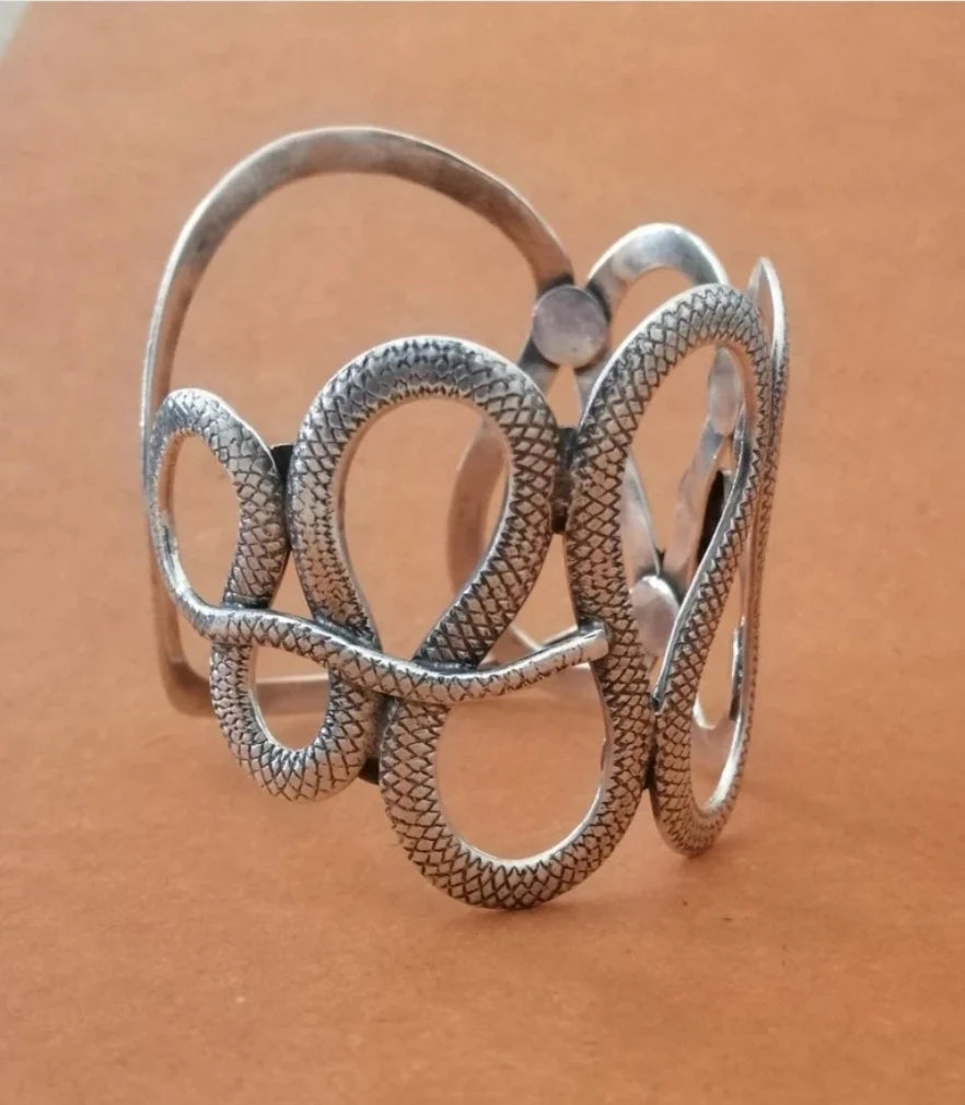 Elegant Sterling Silver Snake Cuff