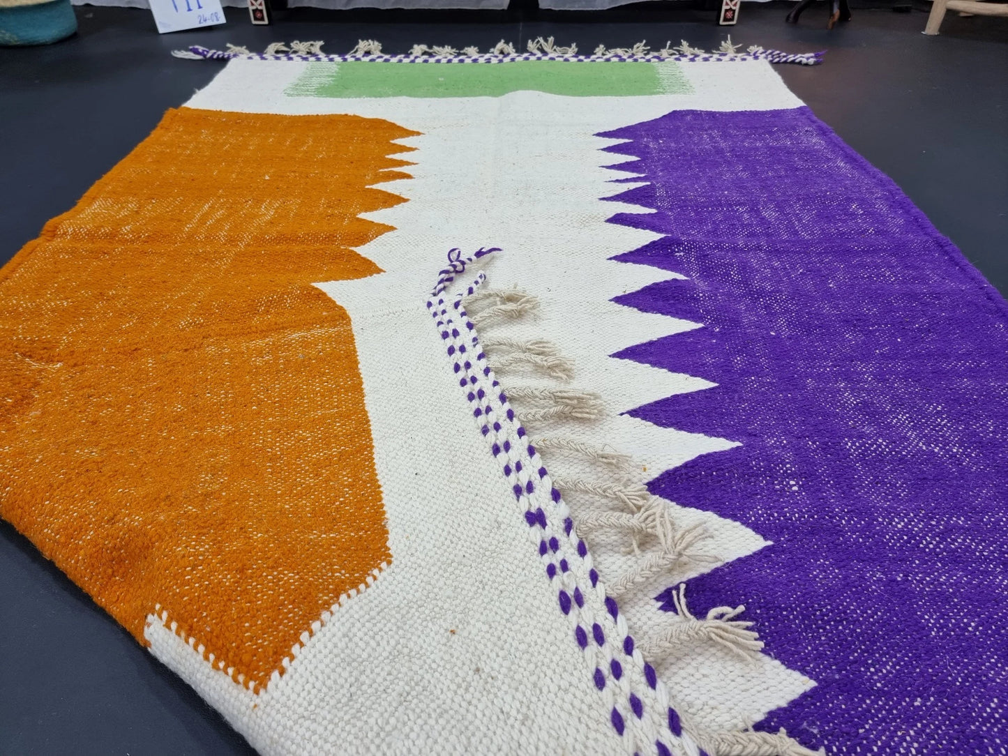 FLAT MOROCCAN RUG, Custom Made Kilim Rug, Handmade Area Rug, Mauve & Brown Zanafi Rug, Authentic Berber Carpet, Colored Rug for Dining Room.