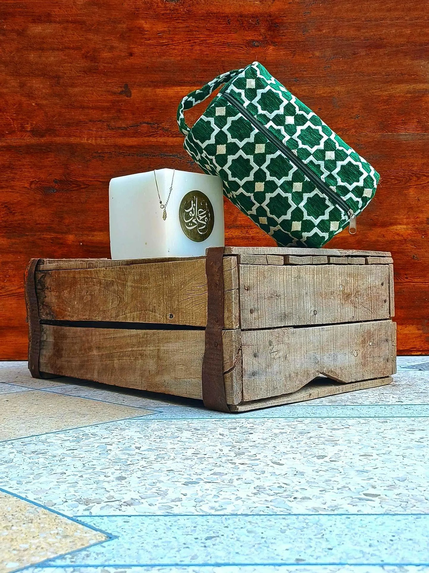 Unique Handmade Makeup Bag with Moroccan Zellij Patterns, Travel Cosmetic Pouch, Unique Toiletry Organizer, Gift for Her, Bride Toiletry Bag