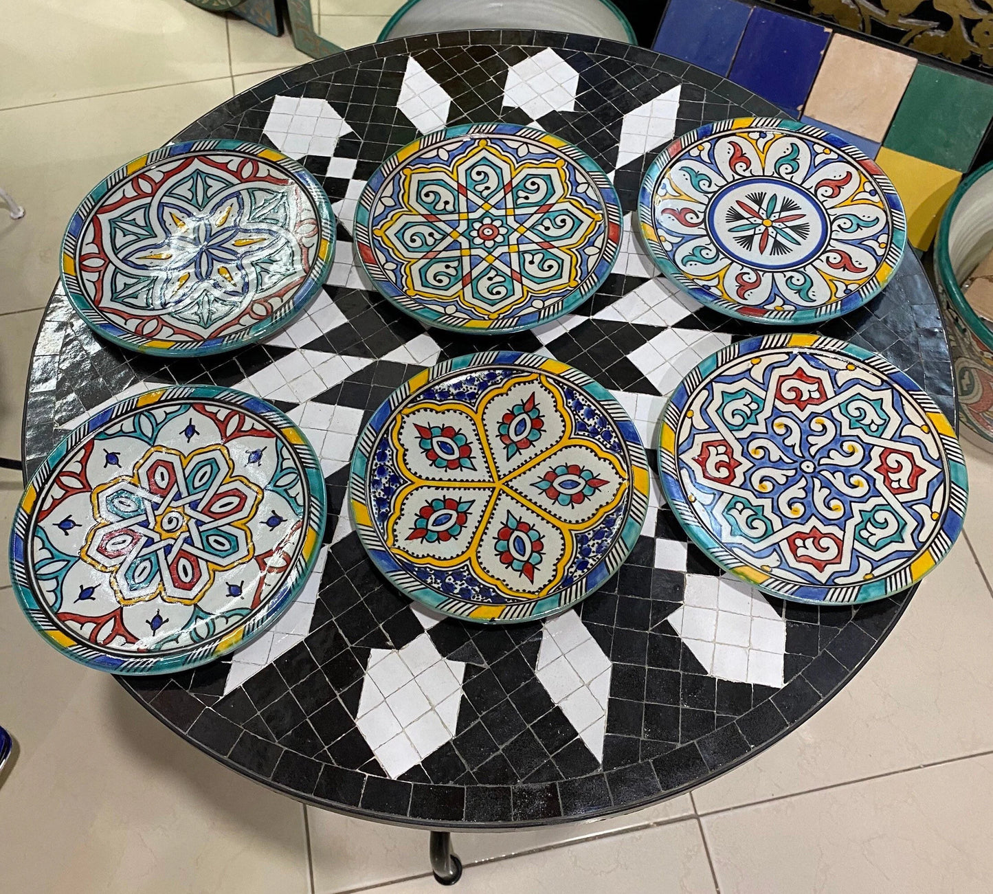 Set of 6 Moroccan Ceramic Dessert Plates Handmade.Set of 6 Moroccan Ceramic Dessert Dish Handmade