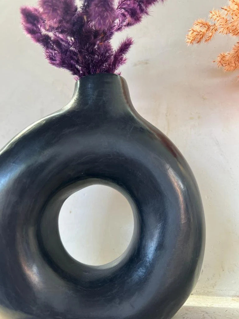 Terracotta Vase, Pottery Deco, Black & White Vase