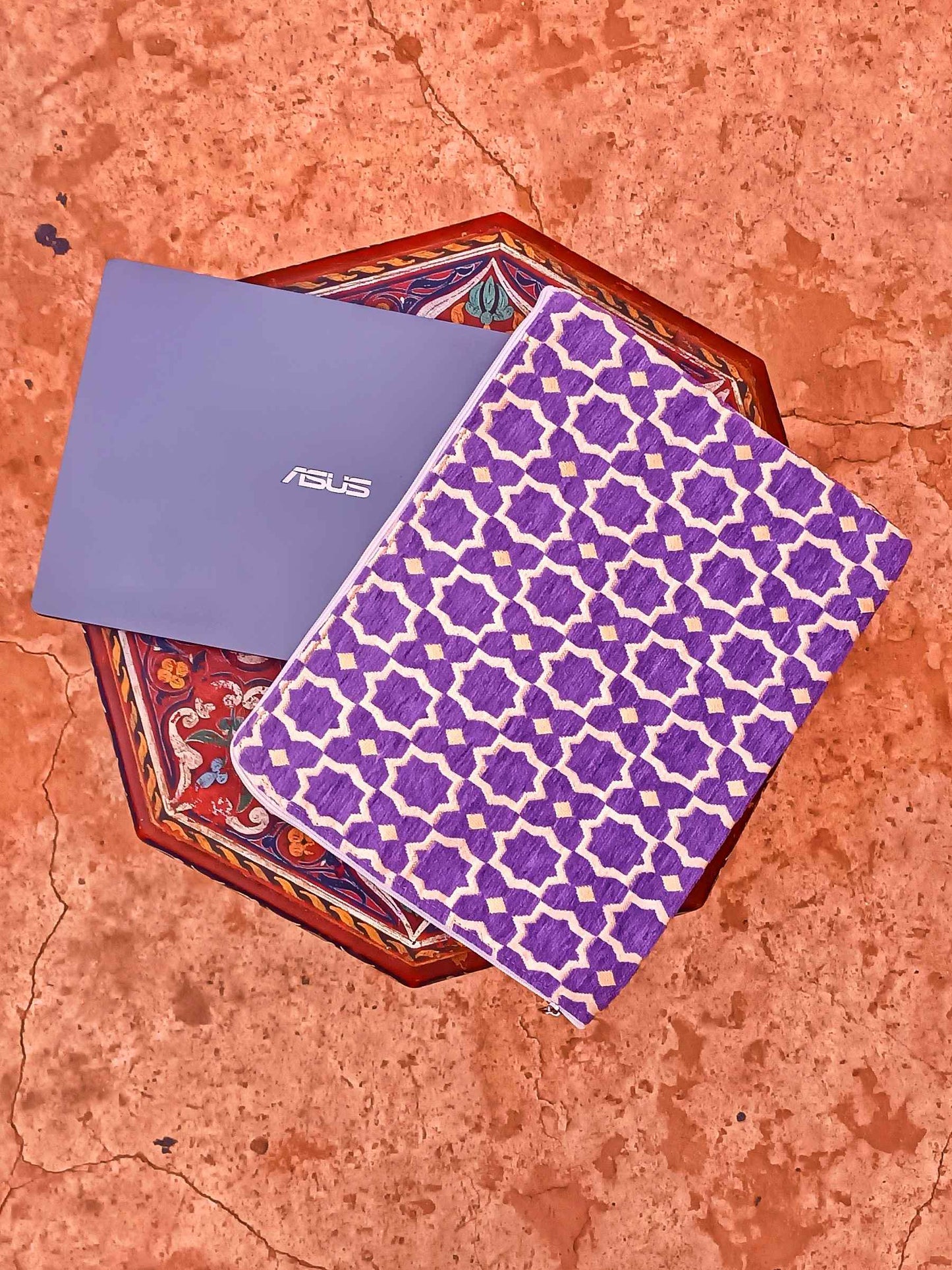 Handmade Moroccan Laptop Sleeve with Zellij Pattern | Stylish Macbook Air Sleeve | Custom Laptop Cover for Women & Men | Unique Office Gift