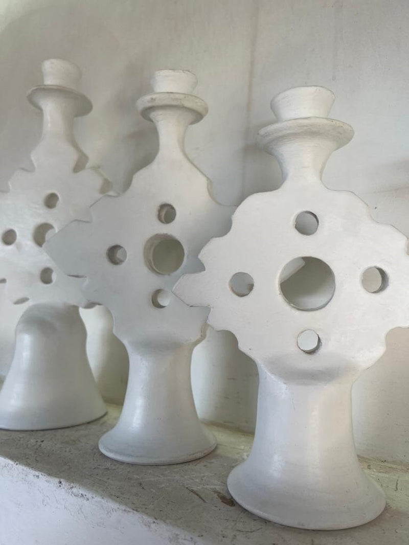 PROMOTION Set of 3 Moroccan Stucco Candles White