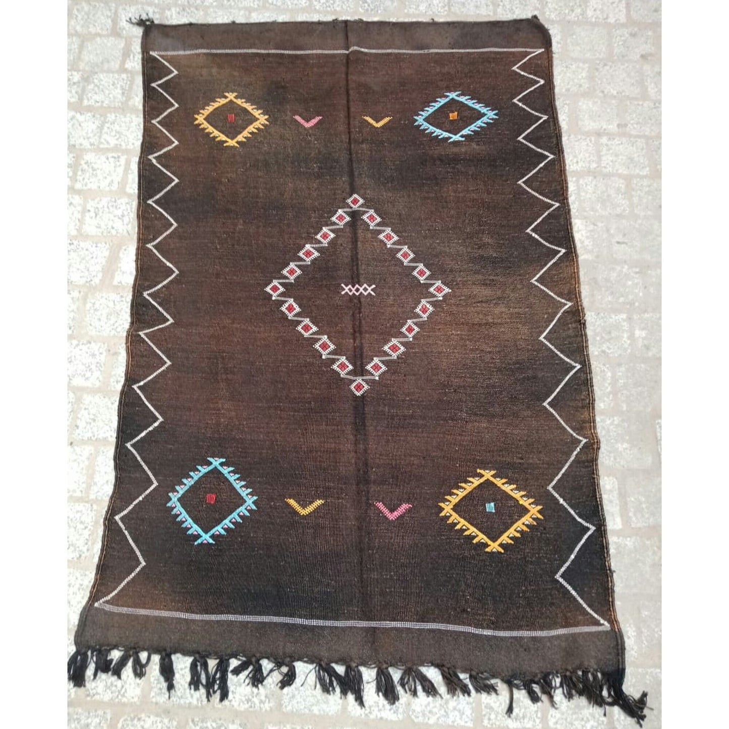 Moroccan Cactus Silk Rug, Handmade Sabra Cactus Rug, Berber Kilim Rug ,Authentic Azilal Rug, Brown Cactus Silk ,Bohemian Rug