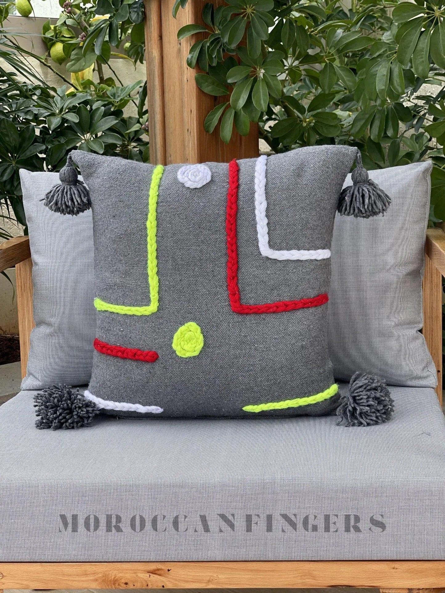 Geometric Pillow Covers 18X18 – Set of 2 Modern Handwoven Cushions, Recycled Cotton, Handmade in Morocco
