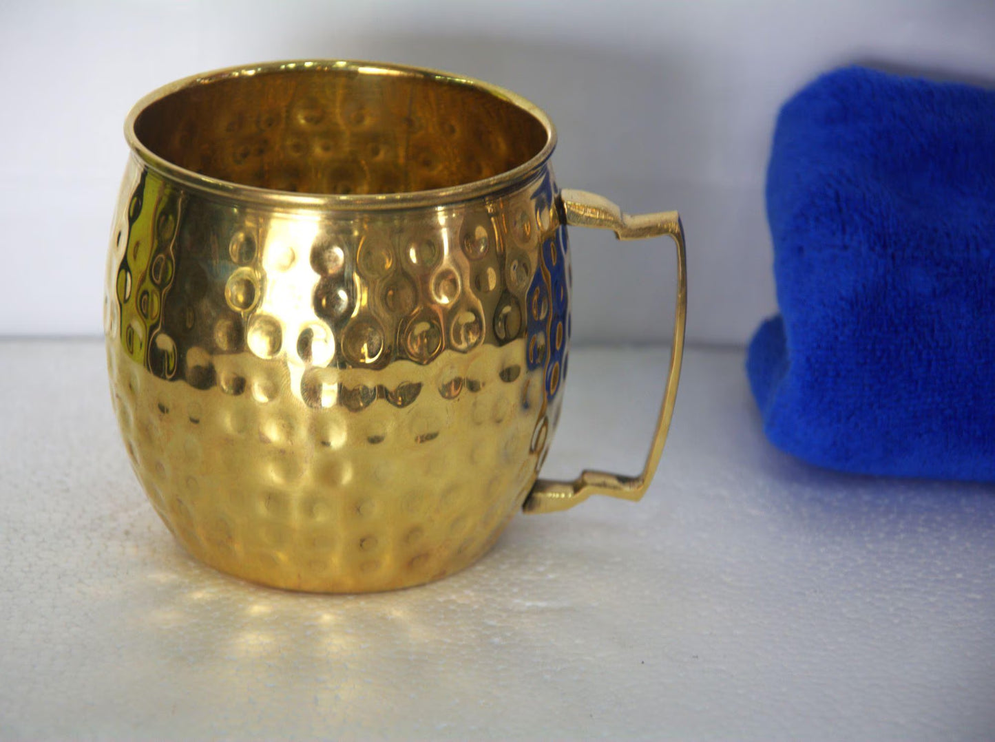 Set of 2 Hand-Hammered Brass Tumblers, Genuine Artisanal Copper Mug