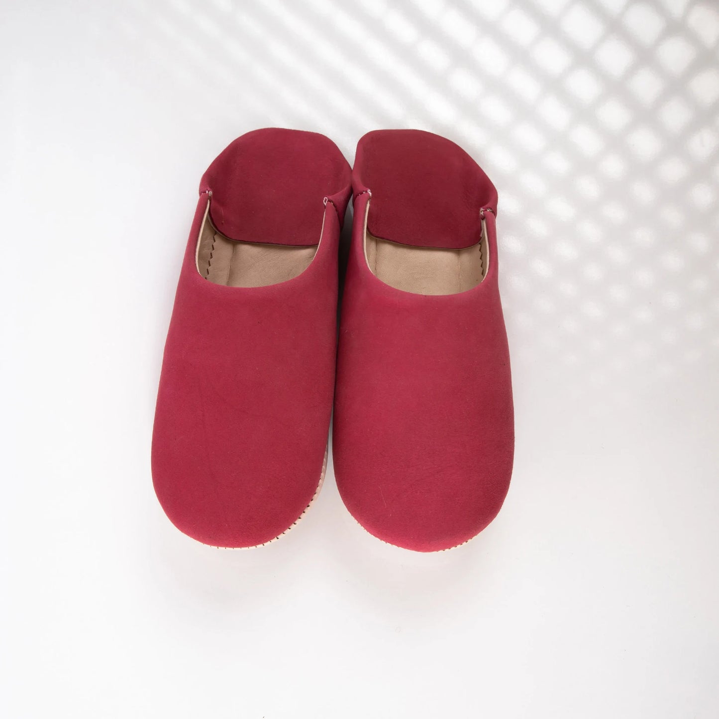Red Moroccan Leather Slippers – Handmade Indoor House Shoes for Men & Women | Soft Suede & Leather Comfort