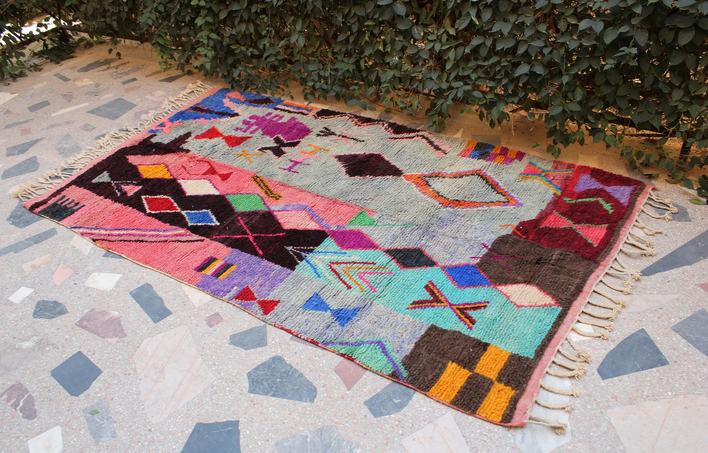 Rare Moroccan Rug Vintage 9X5 Pink Berber Handmade Wool