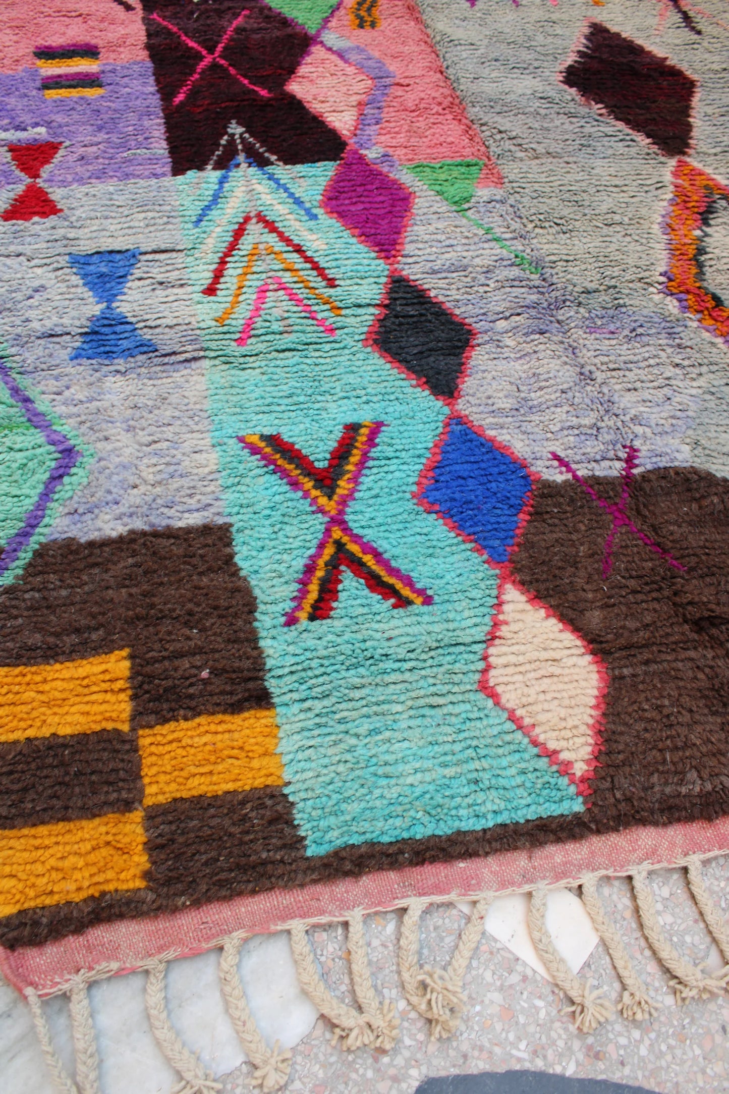 Rare Moroccan Rug Vintage 9X5 Pink Berber Handmade Wool